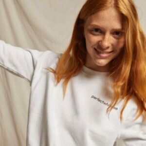 perfectwhitetee x amber lewis crewneck sweatshirt, size S